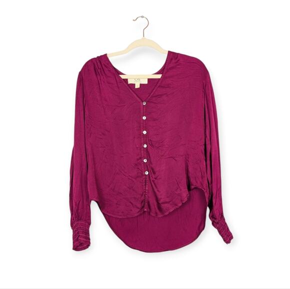 cloth & stone Tops - C&S by Cloth & Stone Raspberry High Low Button Front Blouse Size S